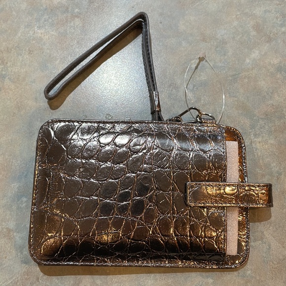 Neiman Marcus silver leather wristlet - Picture 2 of 6